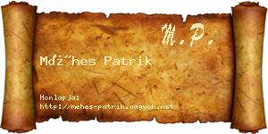 Méhes Patrik névjegykártya